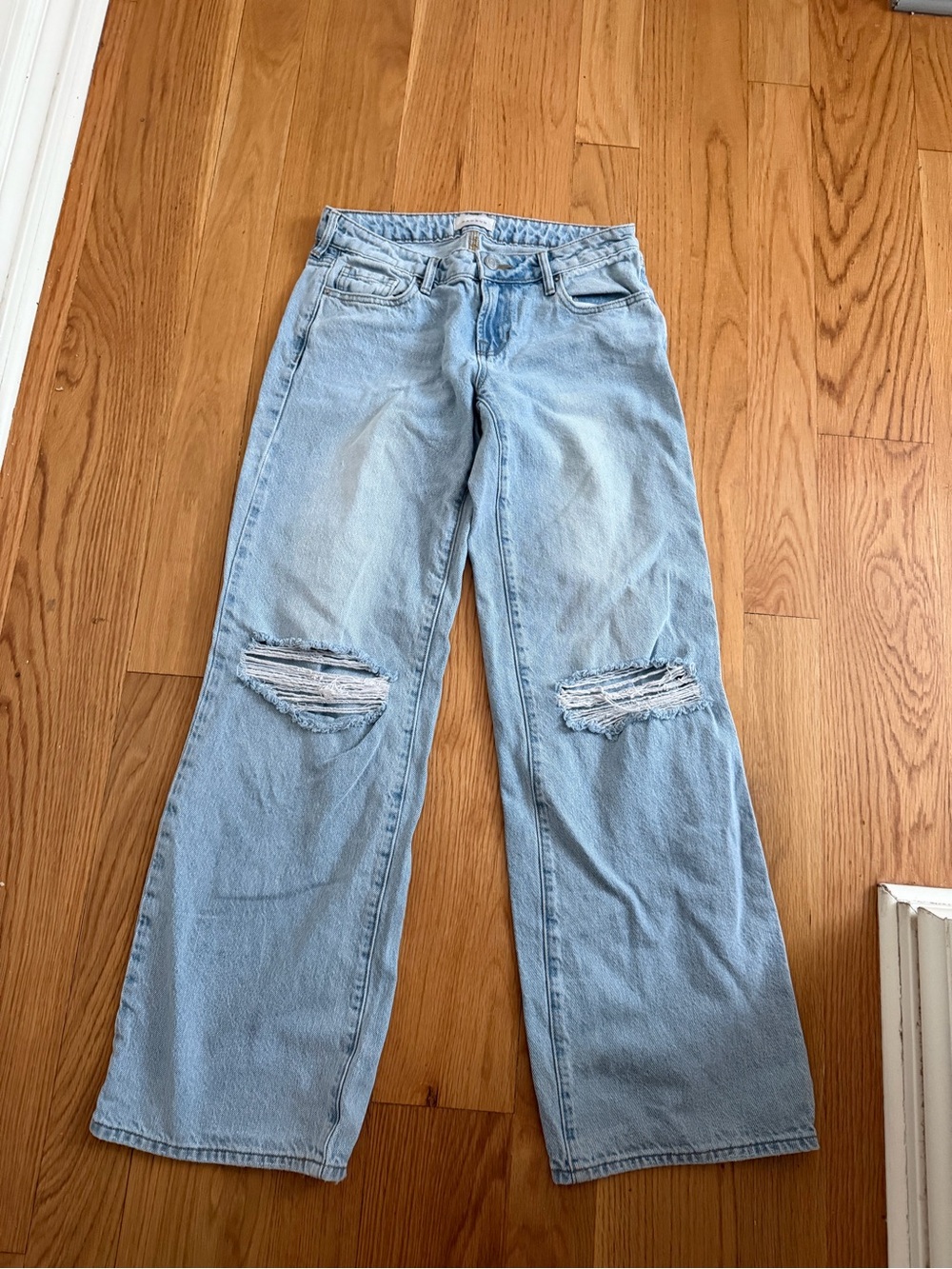 PacSun Light Blue Distressed Wide-Leg Jeans